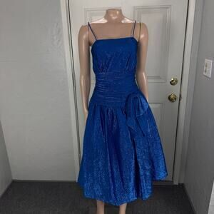 Vintage 80s 90's Women's Dress 4 Prom Party Formal Bow Metallic Evening O15